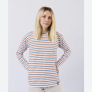 KULE -The Boyfriend Striped Long Sleeve Tee - Blue, Red, yellow